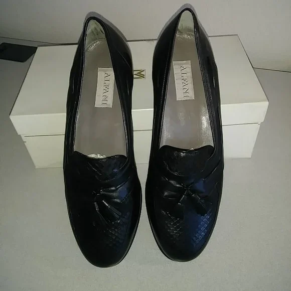 Vintage Alfani slip-on, Black, Lizard/Calf, Men\'s 9, Made in Italy, Worn Once Lizard Calf - Belgian Shoes main image 2